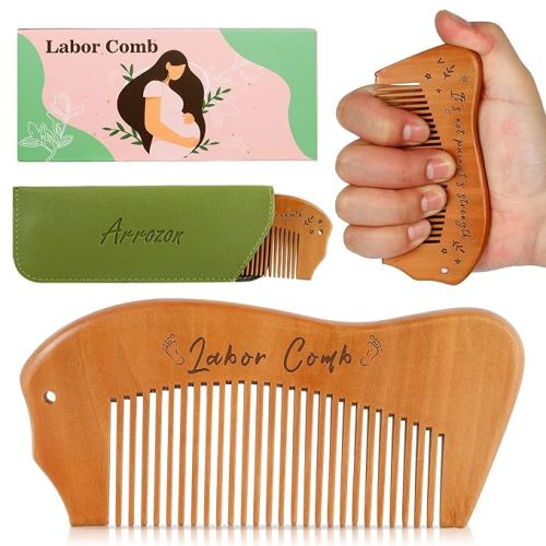 Arrozon Birth Comb for Women Labor, Hospital Bag Must Haves for Pregnant Mom, Wooden Labor comb Natural Labor and Delivery Essentials, New Mom Gifts Birthing Comb