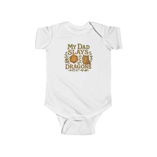 My Dad Slays Dragons Baby Bodysuit, Funny Infant Outfit, Baby Shower Gift, Dad and Baby Matching, Fantasy Lover Apparel, Cute Baby Clothes