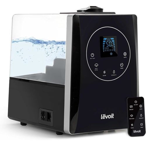 Levoit LV600HH 6L Warm and Cool Mist Ultrasonic Humidifier, Rapid Humidification for Bedroom Large Room, Essential Oil Diffuser, Humidity Setting with Built-in Sensor, Auto Mode, Timer, Remote Control