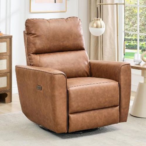 Acekool Power Recliner Chair, Swivel Glider Rocker Sofa with Adjustable Footrest, USB Charging, Wide Seat, Modern Upholstered