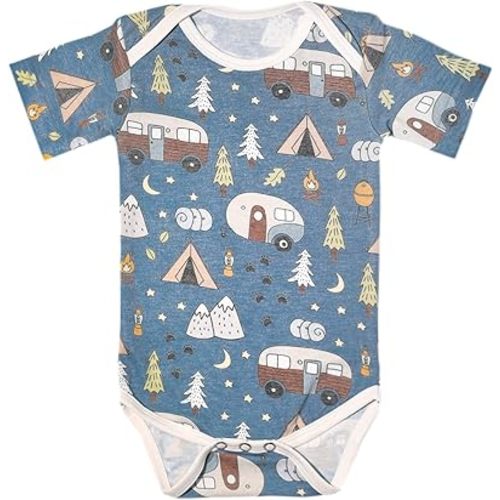 Copper Pearl Short Sleeve Bodysuit Baby: Ultra Soft Bodysuits for Newborns, Boys, Girls, and Infants - Stylish, Comfortable, Overlap Shoulders, Premium Knit Fabric - Bridger, 0-3 Months