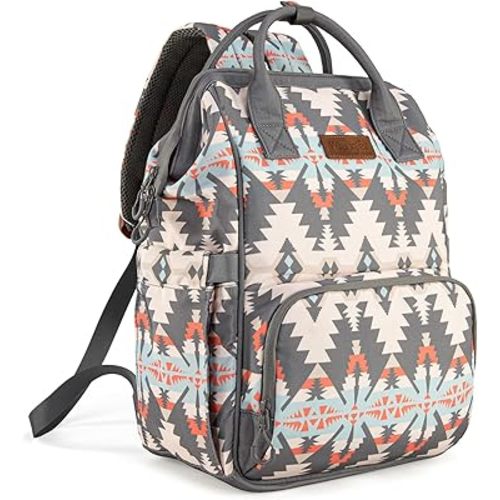Montana West Wrangler Aztec Callie Diaper Bag Backpack with Stroller Straps Western Organized Multifunction Baby Travel Bag WG2210-9110GY