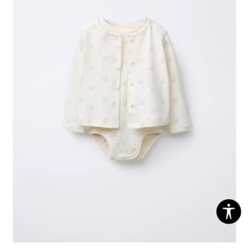 PACK OF PRINTED POINTELLE BODYSUIT AND JACKET - Pink | ZARA Canada