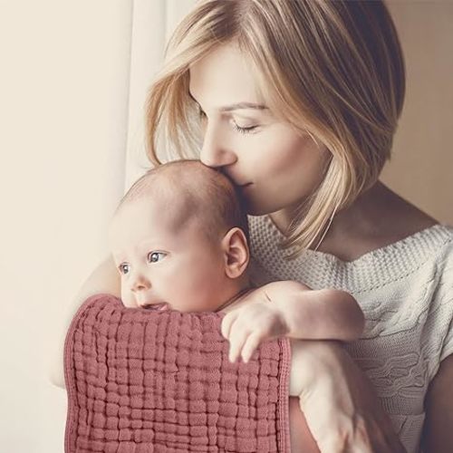 Looxii Muslin Burp Cloths 100% Cotton Muslin Cloths Large 20''x10'' Extra Soft and Absorbent 6 Pack Baby Burping Cloth for Boys and Girls Gradient Pink