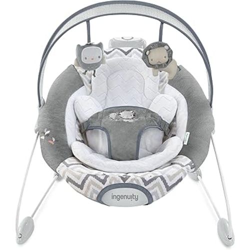 Ingenuity SmartBounce Automatic Baby Bouncer Seat with White Noise, Music, Toy Bar & 2 Plush Infant Toys, 0-6 Months Up to 20 lbs (Braden)
