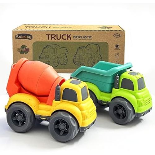 Toddler Car Toys for 1-3 Year Old, 2 PCS Dump Truck Toys and Mixer Cement Toy,BPA Free Outdoor Toys Truck Toys for Toddlers,Boys Toy Easter Birthday Gifts for Toddler Boy Girl 3-4