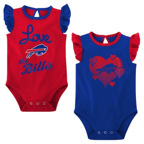 Buffalo Bills Girls Newborn & Infant Spread the Love 2-Pack Bodysuit Set - Royal/Red