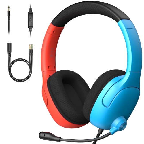 FONHAID Gaming Headset with Microphone Noise Cancelling for Switch, PS5, PC, Wired Headset with Immersive Sound, Red&Blue