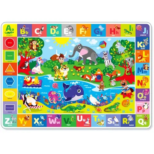 QUOKKA Baby Play Mat for Floor Plush ABC Playmat for Toddlers and Infants - Large Padded Non-Slip Nursery Rug for Babies Crawling and Playing - Foldable Care Mat for Playroom