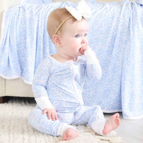 Blue-tiful Bows Double Sided Bamboo Blanket