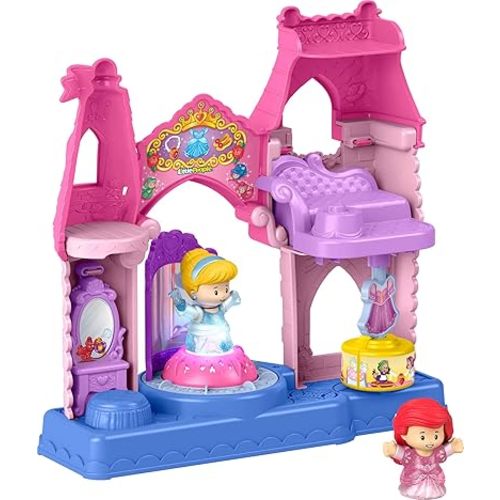 Fisher-Price Little People Toddler Toy Disney Princess Shimmer & Glow Dress Shop Playset & 2 Figures for Pretend Play Kids Ages 18+ Months