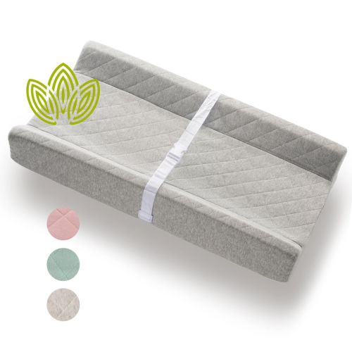 Organic Cotton Contoured Baby Changing Pad w/ Waterproof and Washable Cover (NATURAL)