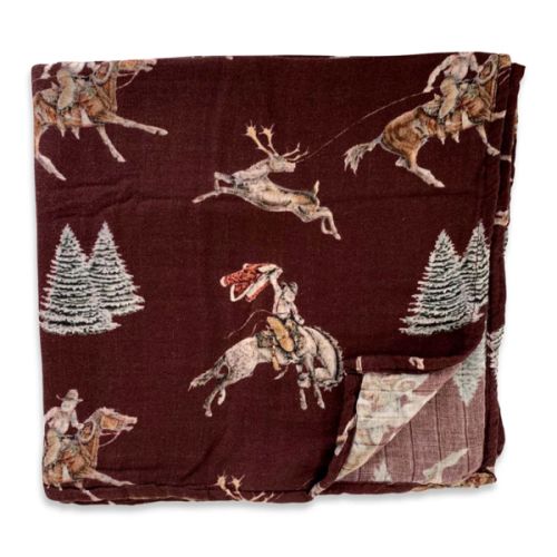 Traditional Red Cowboy Christmas Bamboo Muslin Swaddle – Cowkid Clothing Company