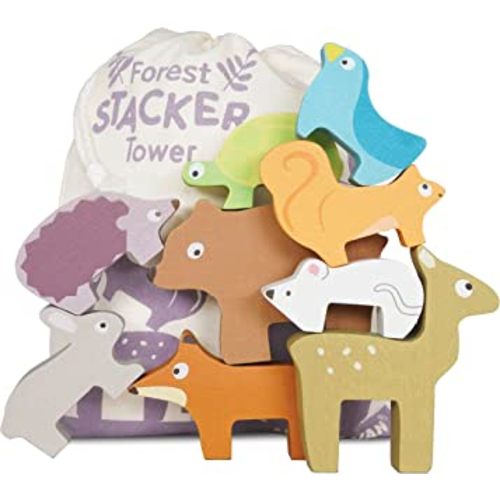 Le Toy Van - Wooden Petilou Forest Stacker Puzzle & Bag Educational Balancing Activities Toy | Great Gift for Kids and Toddlers | Suitable for Age 18+ Months Old