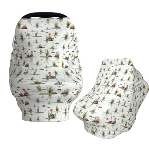 Fishing Bass Fish Baby Car Seat Covers Carseat Canopy Soft Infant Stroller Cover Nursing Breastfeeding Covers for Girls Boys Newborn
