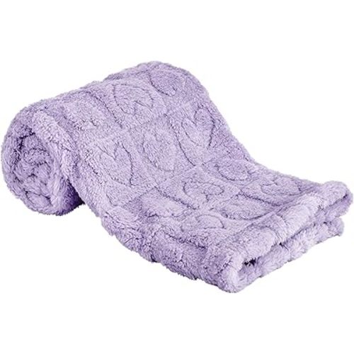 Yurhap Fleece Baby Blanket Heart Checkered, Ultra Soft Cozy Baby Blankets for Girls Boys, Fluffy Infant Toddler Newborn Receiving Gifts for Crib Stroller 30"x40" (Lavender)
