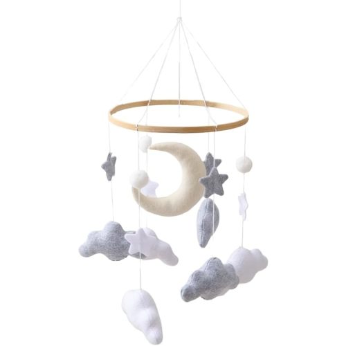 Sleeping Bear Baby Crib Mobile - Handmade Soothing Bedtime Baby Mobile for Crib - Felt Night Mood Nursery Decor for Baby Boys & Girls - Easy Assembly & Durable – Perfect Newborn Gifts
