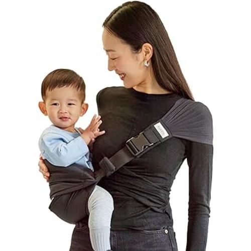 Konny Baby Carrier Hip Seat, Dual Support IHDI Certified with Two Safety Pads, Adjustable Wraps Sling Wearable One Size Fits All, Baby Essentials for 6 to 48 Months up to 44 lbs- Black