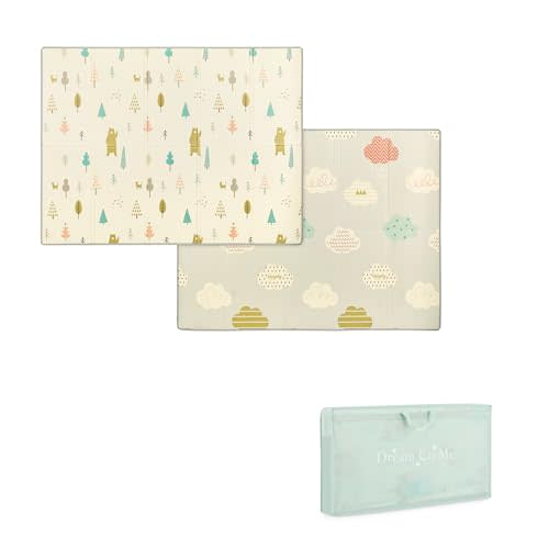 Dream On Me Play Time Reversible Baby Playmat, Foldable Extra Large Thick Foam Crawling Playmats for Toddlers, Waterproof Portable Playmat for Babies