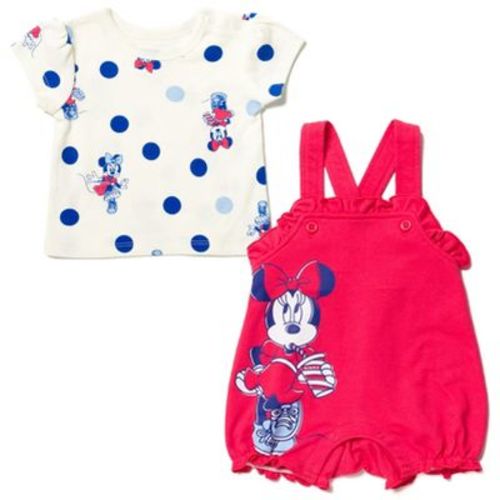 Disney Piglet Winnie the Pooh Infant Baby Girls French Terry Short Overalls and T-Shirt Pink / White 24 Months