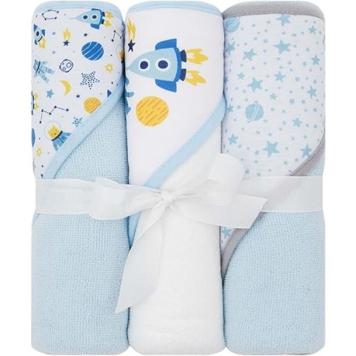 Hooded Baby Towels, Baby Bath Towels, Baby Towels with Hood, Hooded Baby Towel, Toddler Towels, Baby Hooded Towel, 30" x 26", 3PK (Moon Bear)