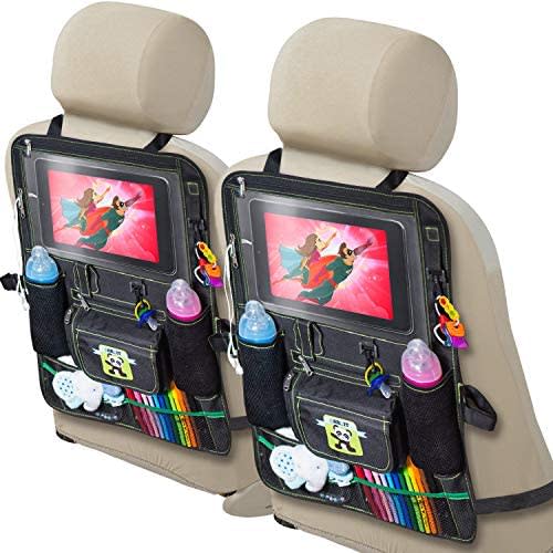 2 Pack Backseat Car Organizer for Kids, Babies and Toddlers, with Tablet Holder by iPad Touch Screen, Fit to Baby Stroller, Large Storage, Kick Mat, Back Seat Protector, Organizer eBook by Cartik