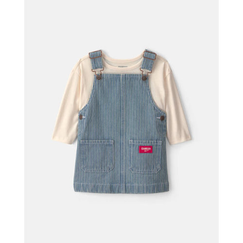 Baby Girl 2-Piece Hickory Denim Long-Sleeve Overall Set - Light Wash - OshKosh B'gosh | Carter's