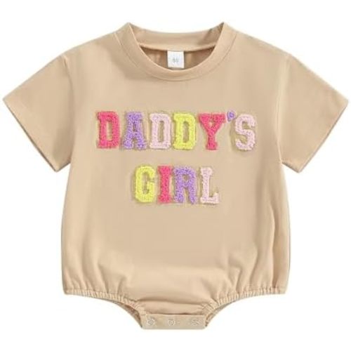 Sejardin Newborn Baby Girl Romper Daddys Girl Summer Clothes Short Sleeve Round Neck Playsuit Infant Girl Outfit