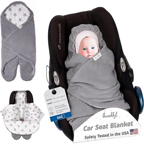Car seat Blankets for Babies - Baby Footmuff - Carseat Swaddle Blanket - Stroller Bunting Bag for Infants - Baby Newborn Winter Gear (Grey/White)