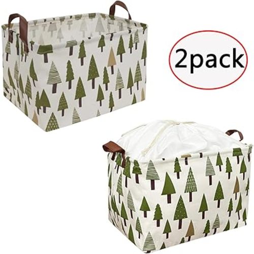 Rectangular Canvas Storage Bins,Waterproof Storage Basket or with Lid,Collapsible Toy Organizer Bin with Handles for Clothes Storage, Kid's Toy Box,Book Bag.