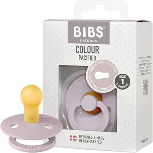 Amazon.co.jp: BIBS 100267 DuskyLilac Natural Rubber Pacifier, Single Item, COLOUR Size 1 (0 - 6 Months) (Genuine Japanese Product) BPA-Free, Arch Shape, Reduces Friction, Round Nipple Similar to the Chest : Baby