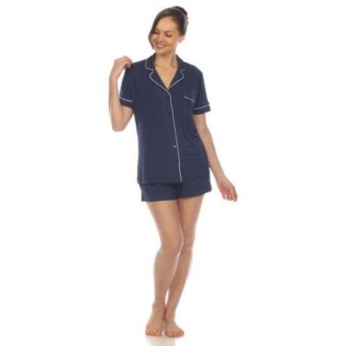 White Mark Women's Short Sleeve Viscose from Bamboo Pajama Set - Black, Xlarge : Target