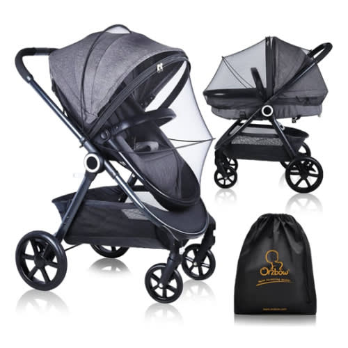 Orzbow Universal Mosquito Net for Stroller, Baby Bug Net with Two-Way Zippers & Storage Bag, Breathable & Foldable Mosquito Nets for Strollers, Car Seat, Bassinet, Cradle, Portable Mini Crib, Black