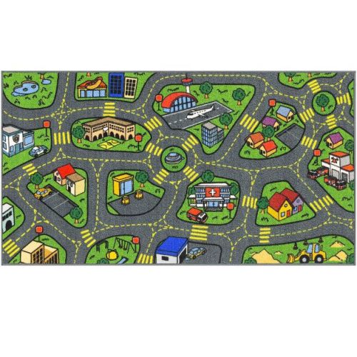 Jungtier Boy & Girl Kids Retro City Road Car Vehicle Traffic Educational Learning & Game Play Nursery Bedroom Classroom Rug Carpet, 2' 7" X 5' 0"