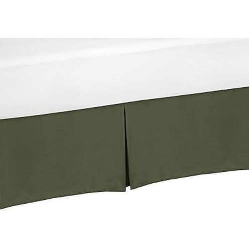 Sweet Jojo Designs Dark Green Boy Baby Crib Bed Skirt Nursery Dust Ruffle - Solid Color Hunter Forest Olive for Rustic Woodland Camo Deer Collection