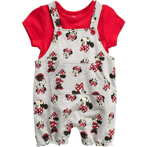 Disney Girls' Minnie Mouse 2 Piece Shortall Set (Baby Girls)