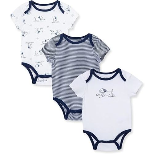 Little Me Clothes for Baby 3-Pack 100% Cotton Scratch Free Tag Bodysuits, Newborn to 9 Months