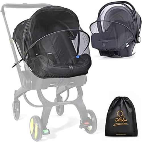 Orzbow Mosquito Net for Baby Car Seats, Universal & Breathable Infant Car Seat Insect Mesh Net, Encrypted Bug Net for Car Seat Protection, Suitable Summer Night Walking, Baby Camping & Travel, Black