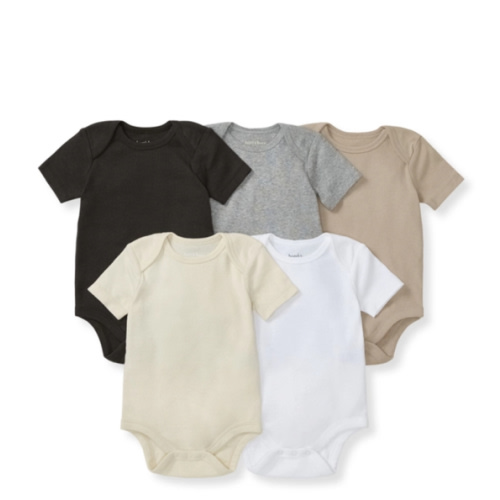 Solid Organic Cotton Short Sleeve Baby Bodysuits 5 Pack Ash