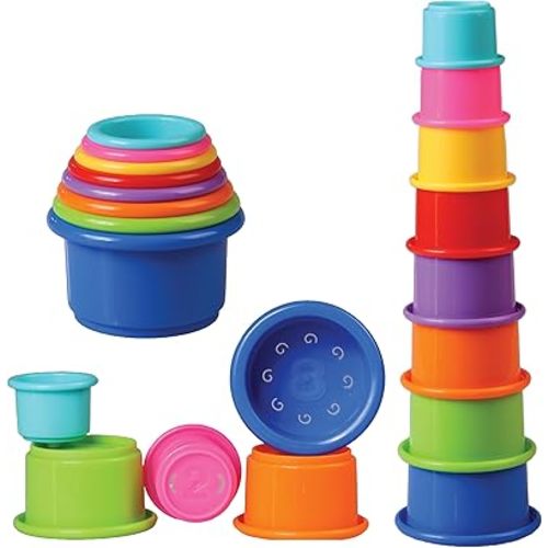 Colorful Stacking Cups for Babies and Toddlers, 8 PCS Nesting and Stackable Cups for Bath, Beach, Montessori Play, Early Learning and Fine Motor Skill Development - 8 Count