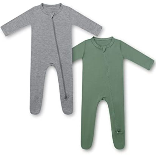 HAPIU Rayon from Bamboo Baby Footed Pajamas, 2 Way Zipper YKK, Footie Onesie for Baby Boy Girls, Newborn-24 Months