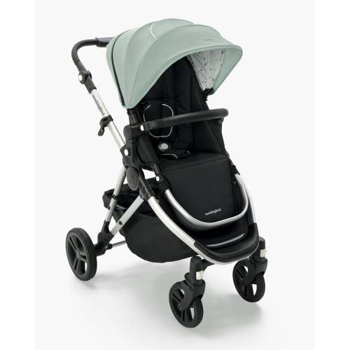 Mockingbird Single Stroller 2.0 | Sage, Watercolor Drops, Silver with Black Leather