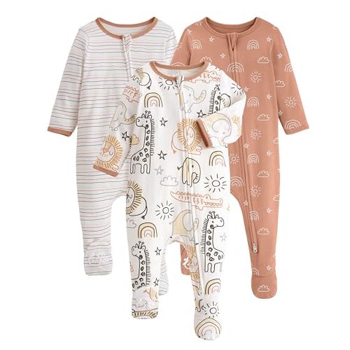 Yoofoss Baby Pajamas 100% Cotton Baby Sleepers for Newborn 0-3 3-6 6-9 Months Boys Girls Clothes 3Pack Soft Footed PJs