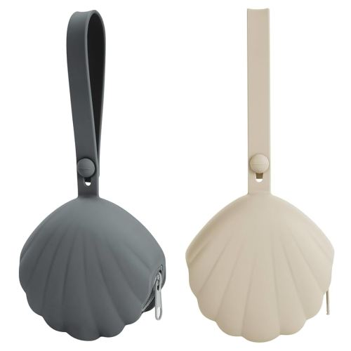 Silicone Pacifier Holder Case, Portable Leakproof Design Baby Pacifier Storage Case, BPA-Free, Easy Clean, 2 Pack (Shifting Sand+Dark Grey)
