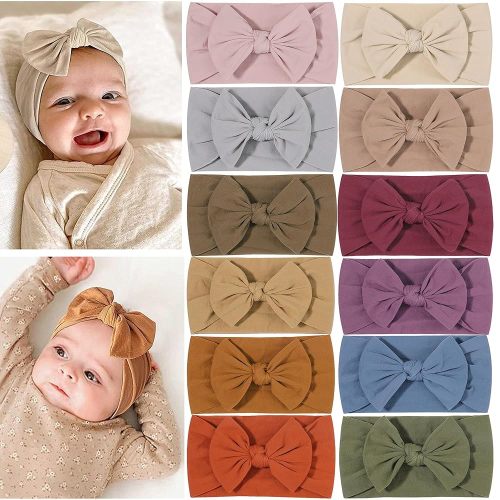 JOYOYO 12 PCS 6.5Inch Baby Nylon Headbands Hairbands Hair Bow Elastics for Baby Girls Newborn Infant Toddlers Kids