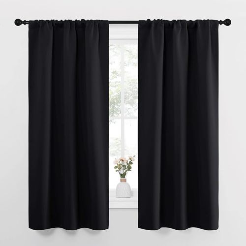 NICETOWN Bedroom Curtains Blackout Draperies, Home Decorations Thermal Insulated Solid Pole Top Blackout Drapes for Living Room (Navy, 1 Pair, 34-inch W x 63-inch L)