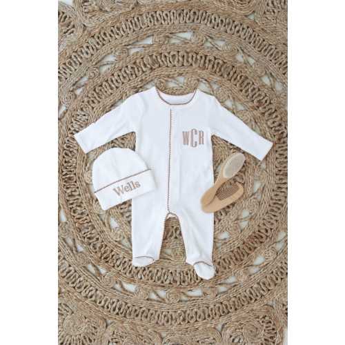 Newborn Coming home outfit, Baby Footie, Monogrammed Newborn Outfit, Custom Embroidered Name, Coming Home Gift, Soft Baby Sleeper, Baby Gift