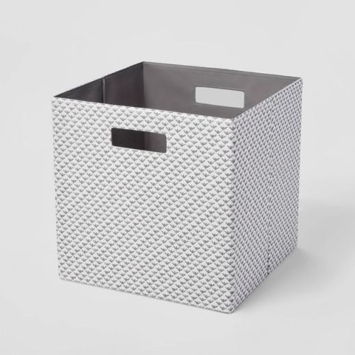 13" x 13" Fabric Bin Fiaro Print Gray/White - Brightroom™: 13 Inch Storage Cube, Decorative Storage, Polyester