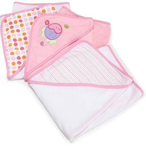 Spasilk 3 Pack Soft Terry Hooded Towel Set, Pink