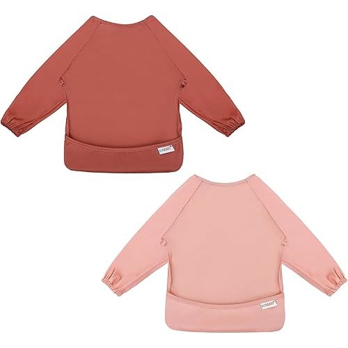 ALVABABY Baby Bibs With Long Sleeves Feeding Bibs Smock for Eating Bavoir Manche Longue Bebe 2 Pieces Waterproof Toddler 6-36 Months 2WDS11-CA